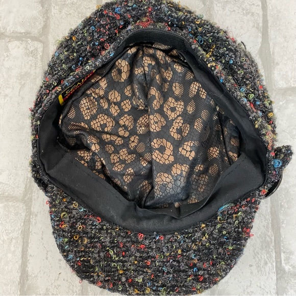 Scala Tweed Cap Hat Cadet Military Y2K Multicolor - Picture 3 of 5